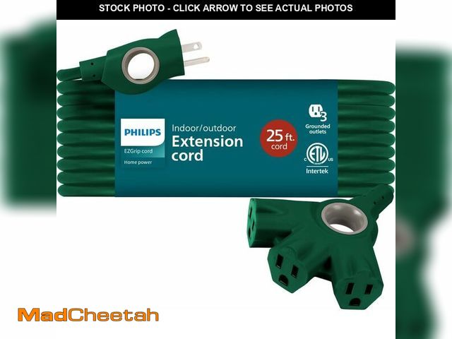 Lot 74-14444912 - Philips EZGrip Outdoor Extension Cord with Multiple Outlets, Grounded 3 Prong Cord, Long Extension C...