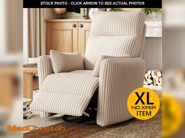 Lot 74-12614465 - LINSY 360 Swivel Rocker Recliner - Corduroy Nursery Glider Rocking Chair with 2 Pillows, Comfy High ...