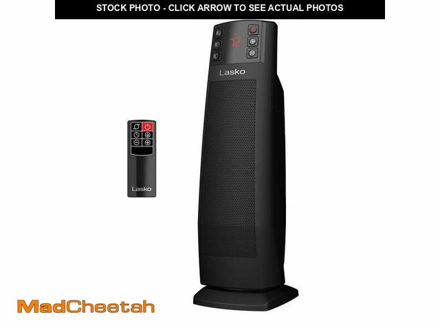 Lot 74-12686283 - Lasko 22â Oscillating Ceramic Tower Space Heater, Auto Dimming Display, Tip-Switch, Remote, CT2285...