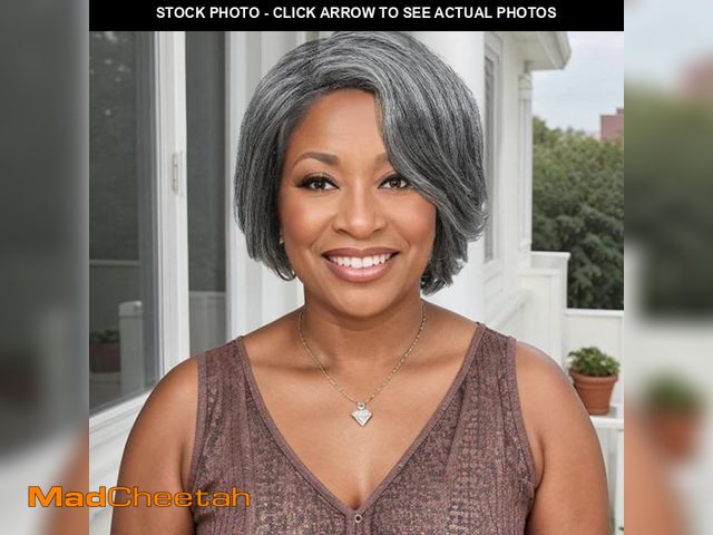 Lot 74-12049824 - HUA Grey Human Hair Pixie Cut Wigs for Black Women - Mixed 8 Inch Short Salt and Pepper Straight Lay...