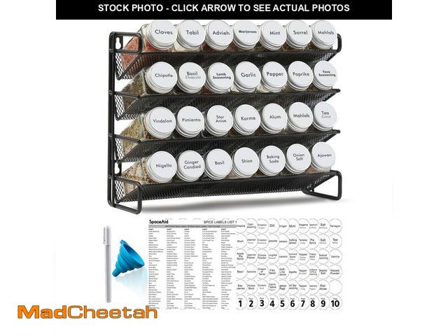 Lot 74-13548600 - SpaceAid Spice Rack Organizer with 28 Spice Jars, 386 Spice Labels, Chalk Marker and Funnel Set for ...