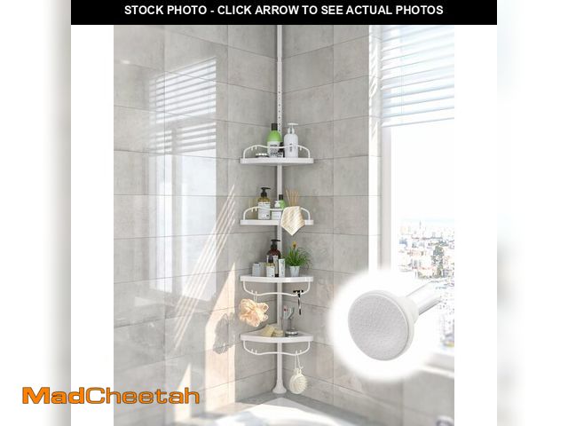 Lot 74-14207579 - Corner Shower Caddy:125" Adjustable Inside Tension Shower Organizer Tension Pole,Rustproof Bathroom ...