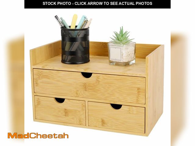 Lot 74-12709617 - Bamboo Desk Organizer With Drawers Countertop Drawers 3 Drawers Counter Storage Box Corner Desk Orga...