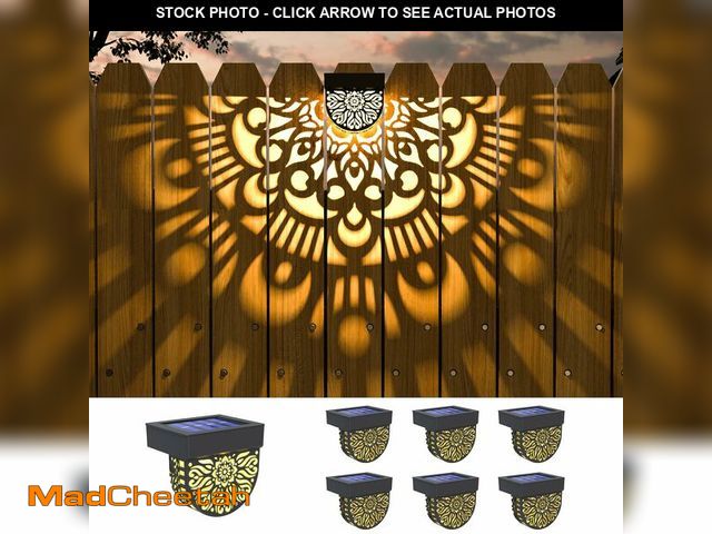 Lot 74-14425697 - EKQ 6 Pack Solar Fence Lights Outdoor Wall Lights Black Plastic Solar Powered Deck Step Stair Lights...