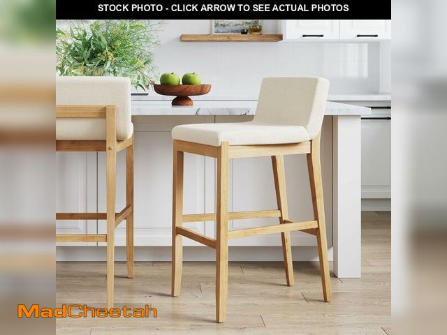 Lot 74-14203148 - Nathan James Gracie Modern Upholstered Bar Stool, Wooden Bar Stool for Kitchen Island with Boucle Up...
