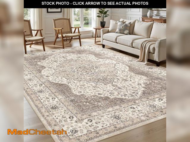 Lot 74-12511423 - UERMEI 9'x12' Washable Area Rugs for Living Room, Vintage Floral Boho Printed Carpet, Non Slip Indoo...