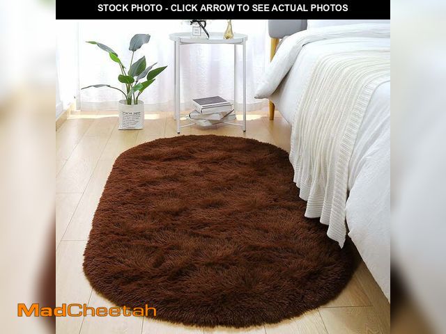 Lot 74-14308782 - Junovo Oval Fluffy Area Rugs for Bedroom Plush Shaggy Carpet for Kids Room Bedside Nursery Mats, 2.6...