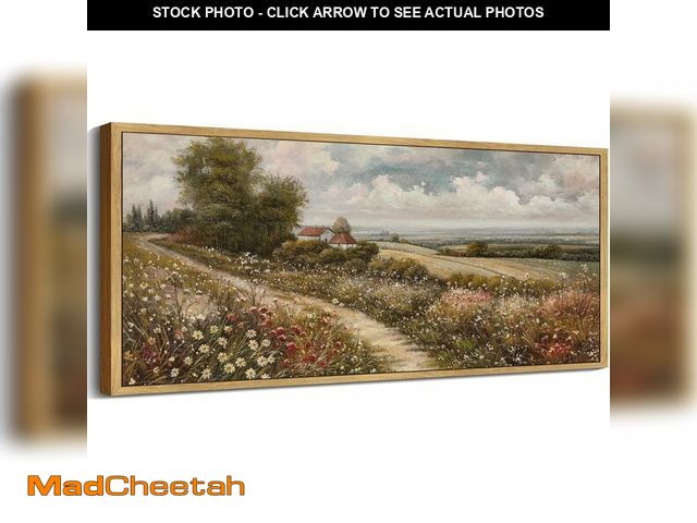 Lot 74-13927428 - SHENIFY Vintage Landscape Framed Wall Art Rustic Countryside Wildflower Field Farmhouse Decor Retro ...