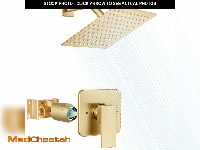 Lot 74-12877342 - Heyalan 8 Inch Shower Head and Handle Set Square Shower Faucet Set Bathroom Rainfall Shower System S...