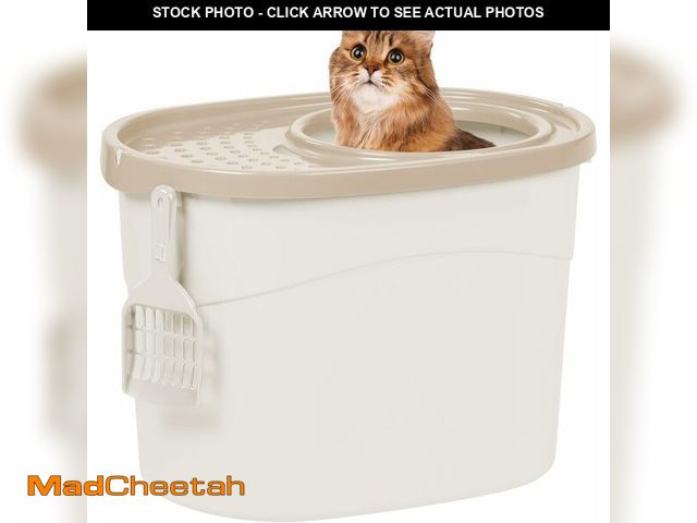 Lot 74-12827882 - IRIS USA Cat Litter Box, Large Top Entry with Litter Catching Lid and Scoop, Dog Proof, Enclosed Cat...