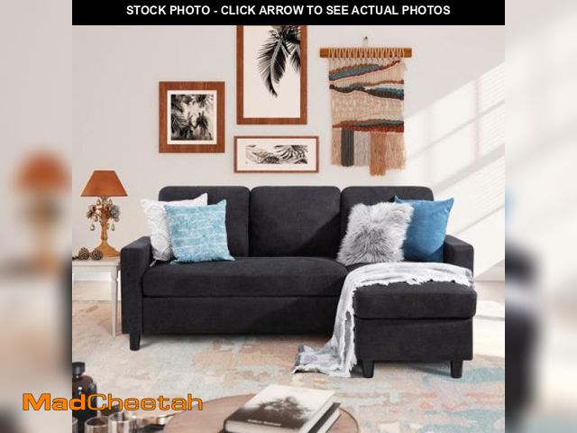 Lot 74-11724021 - Sobaniilo Convertible Sectional Sofa Couch with Reversible Chaise(Black) - USED