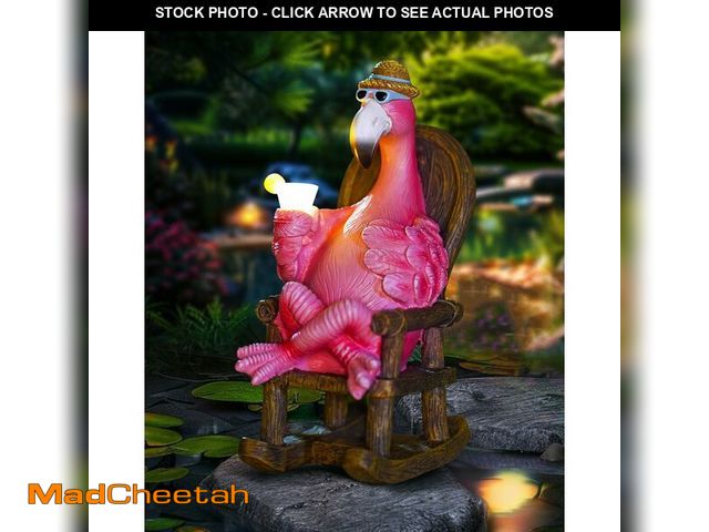 Lot 74-14340466 - Tiejiajiang Solar Flamingo Statue for Outdoor Garden Decor - Resin Flamingo Fairy Garden Decor - Sui...