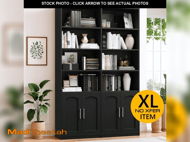Lot 74-12549214 - Homfa 73? Tall Bookcases with Doors, 8 Cubes 6-Tier Double Row Bookshelf, Black Bookcase for Living ...
