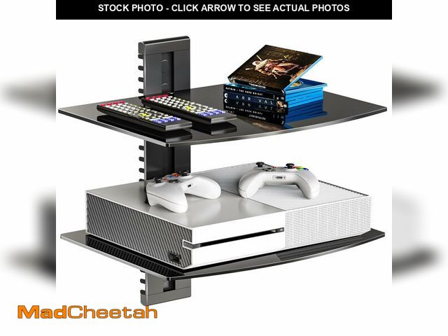 Lot 74-13576265 - WALI Floating TV Shelf, 2 Tier Glass Projector Shelf for DVD Players, Routers, Game Consoles, Cable ...