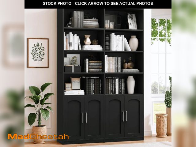 Lot 74-12378845 - Homfa 73? Tall Bookcases with Doors, 8 Cubes 6-Tier Double Row Bookshelf, Black Bookcase for Living ...
