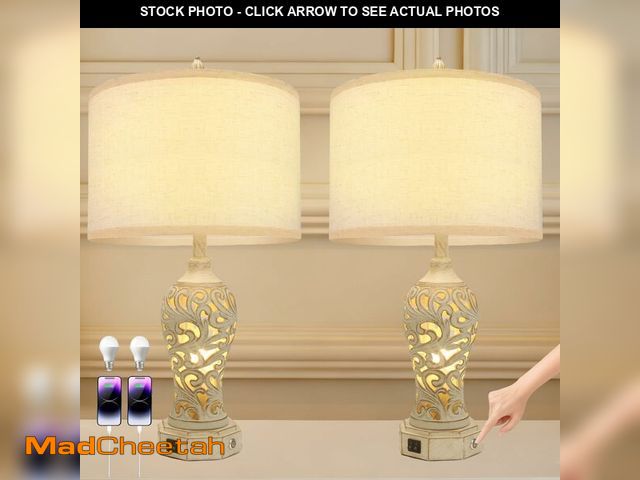 Lot 74-13621083 - 26.3Ã¢â¬â¢Ã¢â¬â¢ Dimmable Table Lamp, 3 Color Temperatures, Stepless Dimming, Hollow Out Resin T...