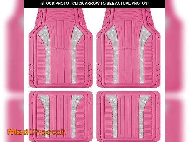 Lot 74-13676643 - PIC AUTO Bling Rubber Floor Mats - Sparkly Glitter Hot Pink Car Mats Set, Heavy Duty All-Weather Wat...