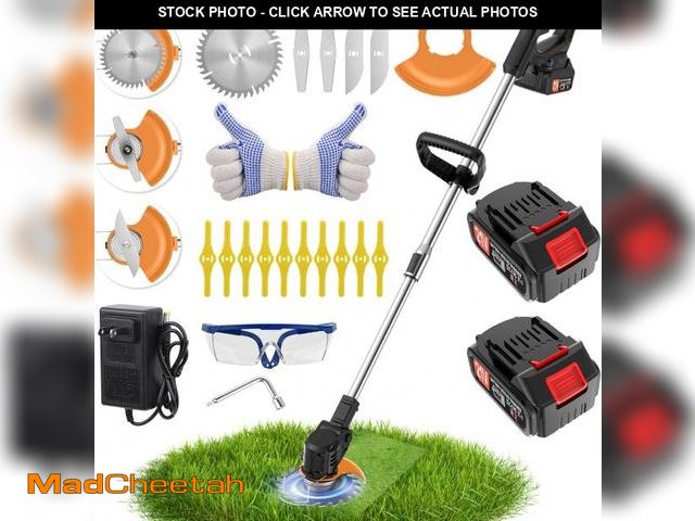 Lot 74-12397865 - Electric Weed Wacker Cordless stringless,Grass Trimmer,with 2 Batteries, 1 Charger, 3Types Blades, W...