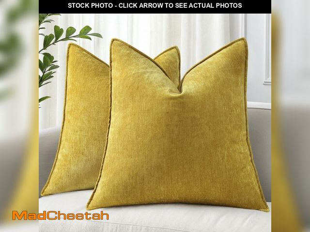 Lot 74-12699840 - decorUhome Couch Throw Pillow Covers 24x24 Set of 2, Decorative Soft Euro Neutral Chenille Pillow Co...