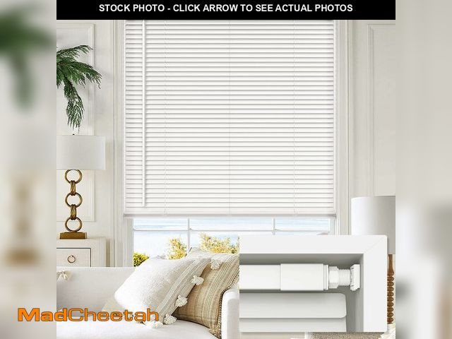 Lot 74-13583292 - LazBlinds No Tools No Drill 1" Vinyl Mini Blinds, Cordless Blinds for Windows, Light Filtering Horiz...
