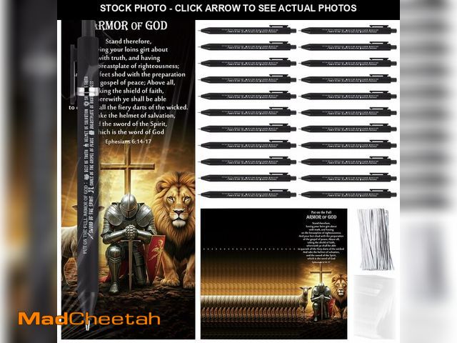 Lot 74-14149780 - Lincia 50 Sets Christian Fathers Day Church Gifts Bulk Full Armor of God Ballpoint Pens and Bookmark...