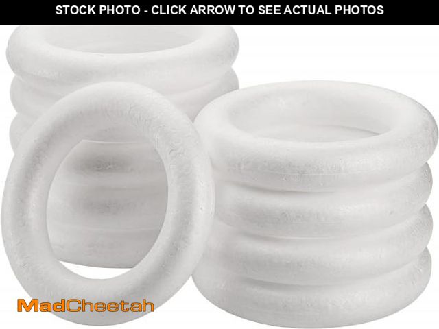 Lot 74-12328864 - Lyellfe 10 Pieces Foam Wreath Forms, 7.7 Inch Craft Foam Circles, Round Polystyrene Rings, Craft Foa...