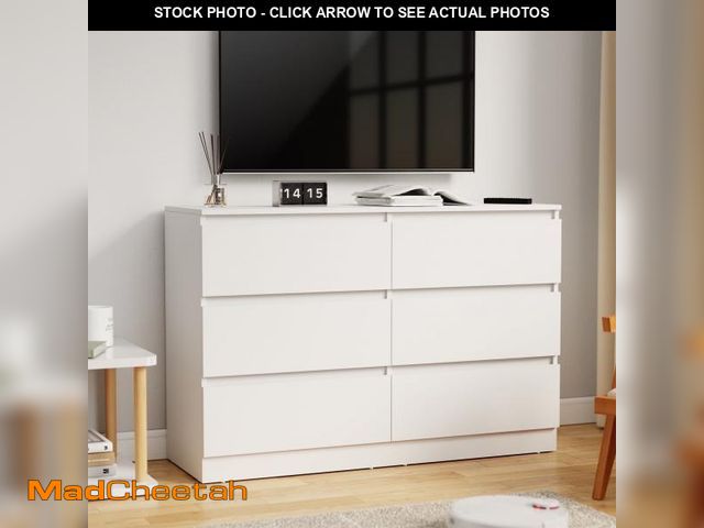Lot 74-12270864 - Hommpa White 6 Drawers Dresser for Bedroom, Chest of Drawers TV Stand Dresser for Closet, Wooden Mod...