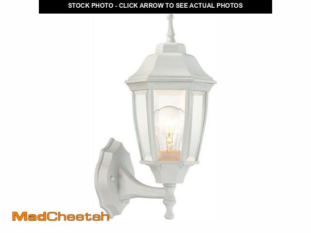 Lot 74-12745751 - Hampton Bay 14 in. 1-Light White Hardwired Dusk-to-Dawn Outdoor Wall Light Lantern Sconce with No Bu...
