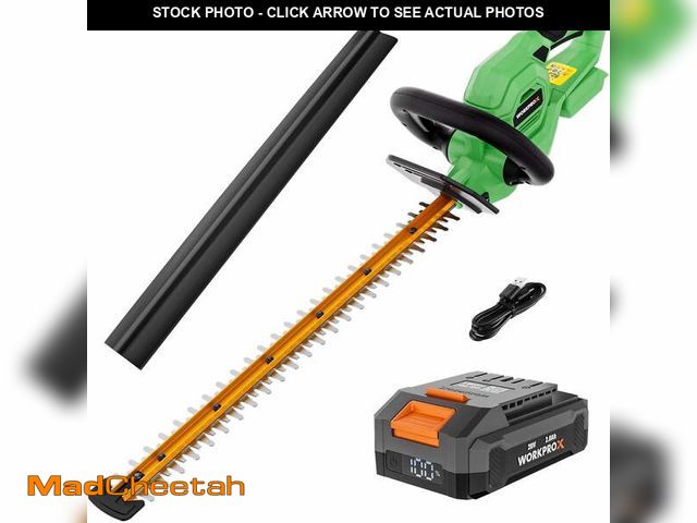 Lot 74-12764381 - (MISSING BATTERY,CHARGING CORD) WORKPROX 20V Cordless Hedge Trimmer, 22" Dual Action Blade Electric ...