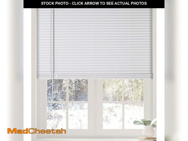 Lot 74-12801022 - Calyx Interiors Cordless White 1â Light Filtering Mini Blinds 29.5"W x 60"H Window Blinds for Home...