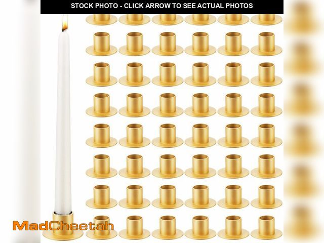 Lot 74-13320400 - 48 Pcs Gold Metal Taper Candle Holders Bulk for Wedding Pillar Candles Taper Candlesticks Holders Ce...