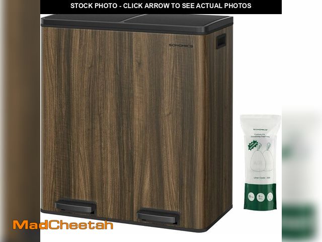 Lot 74-13071253 - SONGMICS Trash Can, 2 x 8-Gallon Garbage Can for Kitchen, 2 Compartments, Plastic Inner Buckets and ...