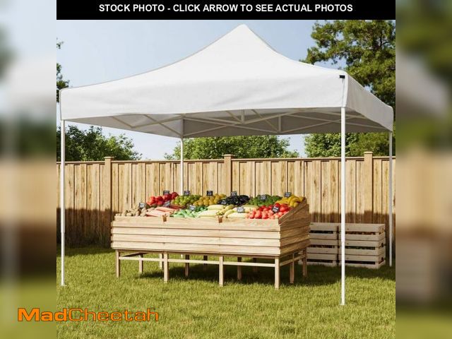 Lot 74-12184573 - Stalwart 10 ft. x 10 ft. White Pop Up Canopy Tent - UPF30 Beach Tent Sun Shelter - Adjustable Height...