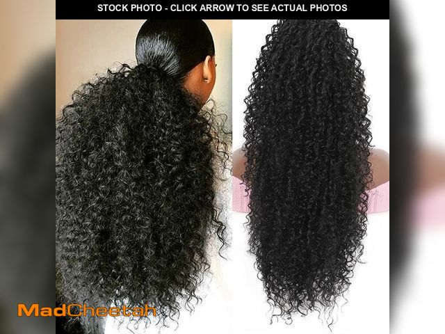 Lot 74-14483097 - Youthfee Drawstring Ponytail for Women Deep Curly Ponytail Extension Synthetic Mixed with Human Hair...
