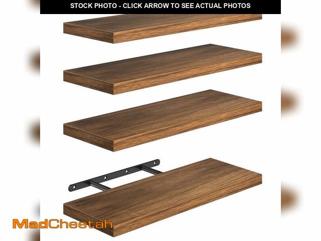 Lot 74-12835144 - Cshidworld Floating Shelves for Wall, 16" Bathroom Shelf Rustic Wood with Metal Brackets, Floating S...