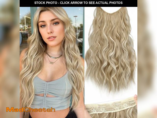 Lot 74-12974192 - KooKaStyle Invisible Wire Hair Extensions with Transparent Wire Headband Adjustable Size 4 Secure Cl...