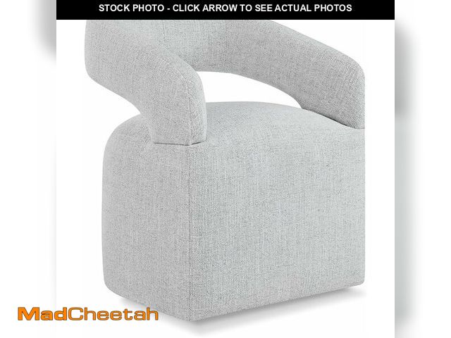 Lot 74-13041469 - (MISSING HARDWARE) Upholstered Dining Chairs with Removable Casters Barrel Side Armchair with Roller...