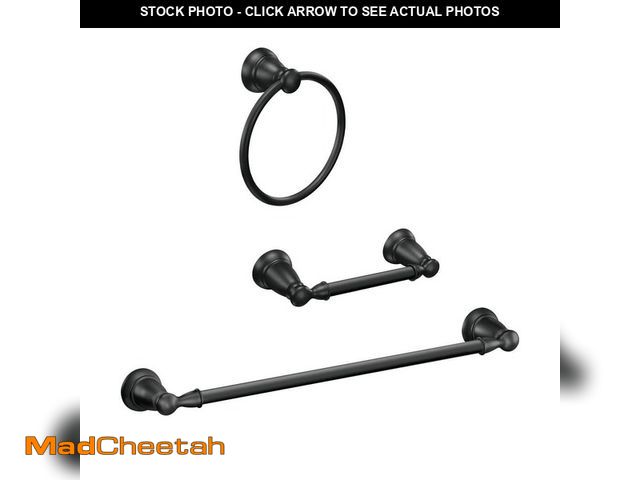 Lot 74-14306432 - MOEN Banbury 3-Piece Bath Hardware Set with 24 in. Towel Bar, Toilet Paper Holder and Towel Ring in ...