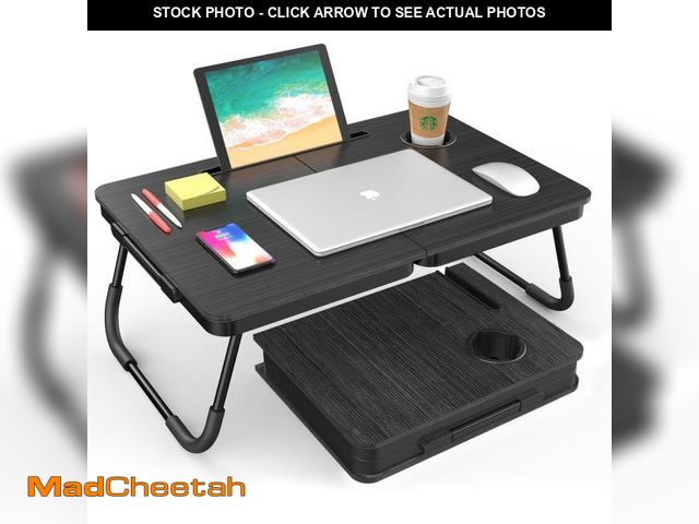 Lot 74-11547712 - BUYIFY Portable Foldable Laptop Desk for Bed and Couch, Adjustable Lap Desk with Cup Holder and Phon...