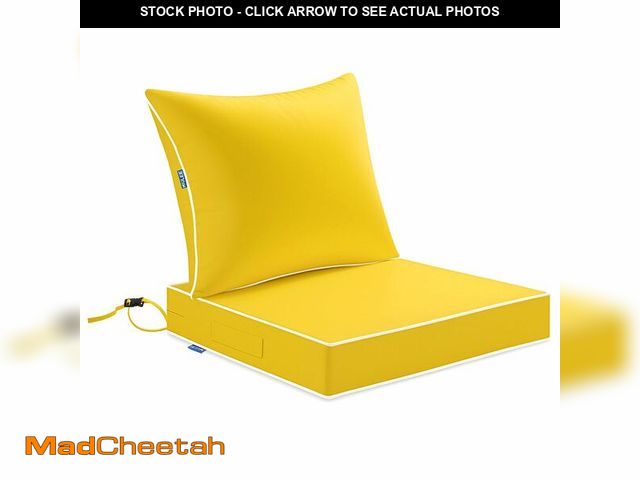 Lot 74-14150497 - MIULEE Yellow Outdoor Seat Cushion 24x24 Inch Waterproof &amp; 3 Year Fade Resistant Deep Seat and B...