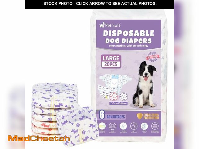 Lot 74-13327610 - Pet Soft Female Dog Diapers - Disposable Doggie Diapers with Wetness Indicator, Puppy &amp; Cat Diap...