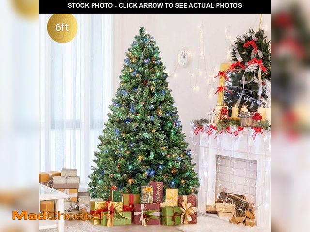 Lot 74-12832144 - Alupssuc 6.5ft Pre-Lit Premium Artificial Hinged Christmas Tree w/ Remote Control, Timer and Warm Wh...