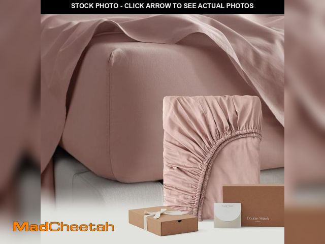 Lot 74-11906118 - Double Stitch Cotton Tencel Fitted Sheet - King Size Fitted Sheets Deep Pocket, Soft Hotel Bedding, ...