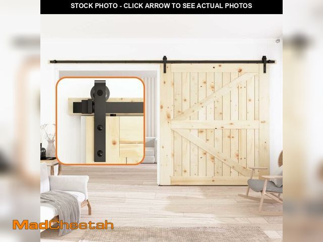 Lot 74-13697120 - SKYSEN 12FT Single Sliding barn Door Hardware kit, Barn Door Track, 1/4" Thick Material- 4FT-13FT Av...