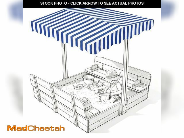 Lot 74-14433863 - Wood Sandbox Replacement Canopy, Blue, 48" W x 48" D x 7" H - USED