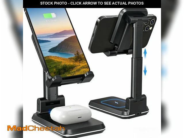 Lot 74-14274190 - Wireless Charger, 2 in 1 Wireless Charging Station, Phone Charger Stand Phone Holder for Desk Compat...