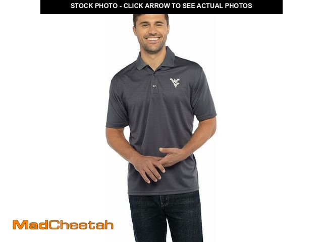 Lot 74-12460713 - Vantage Apparel Men's Collegiate Premium Moisture Wicking Dark Gray Icon Polo, West Virginia Mountai...