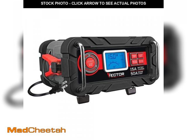 Lot 74-12391058 - VECTOR 15 Amp Automatic 12V Battery Charger with 50 Amp Engine Start and Alternator Check - UNUSED