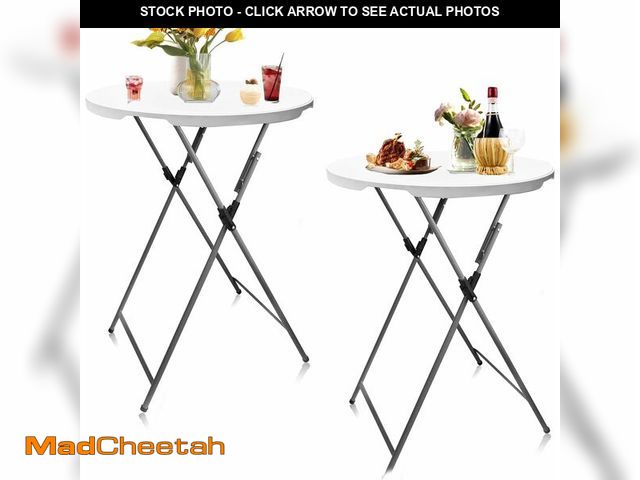 Lot 74-14251089 - THESEATOP 32in Round Folding Cocktail Table High Top-Tall Bar Table with Detachable Legs, Portable B...
