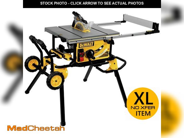 Lot 74-12820363 - DEWALT Table Saw 10 Inch with Foldable Rolling Table Saw Stand, 15 Amp, 4800 RPM, 32-1/2-Inch Rip Ca...